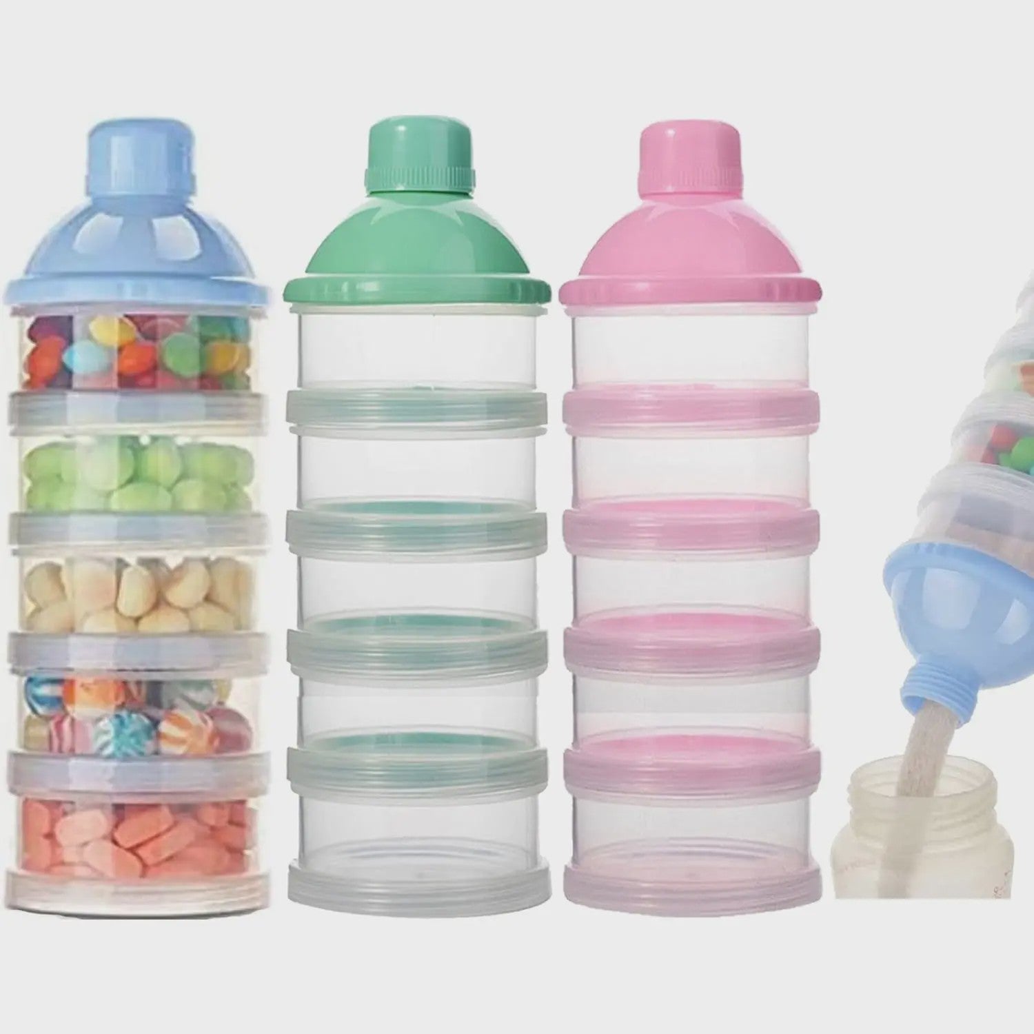 Draagbare Melkpoeder Dispenser met 4/5 Vakken voor Babyvoeding en Snacks
