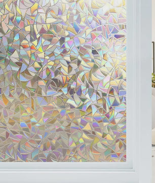 Regenboog Raamfolie - Statisch Plakkerig, Glas-in-lood Effect, Zonder Lijm, Verwijderbaar & Reflecterend