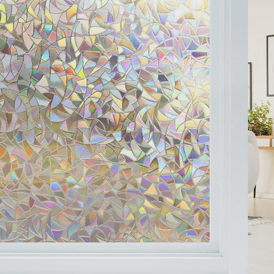 Regenboog Raamfolie - Statisch Plakkerig, Glas-in-lood Effect, Zonder Lijm, Verwijderbaar & Reflecterend