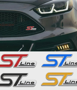 3D Metalen ST Line Grille Embleem Badge Chrome Sticker voor Ford