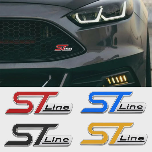 3D Metalen ST Line Grille Embleem Badge Chrome Sticker voor Ford