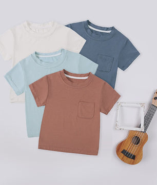 Zomer T-shirt Bamboe Vezel voor Baby Jongens & Meisjes - Kortmouw, Ronde Hals