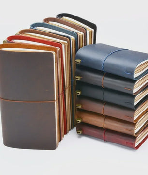 Moterm Vintage Leren Notitieboek - Handgemaakt, 100% Echt Leer, Hersluitbaar