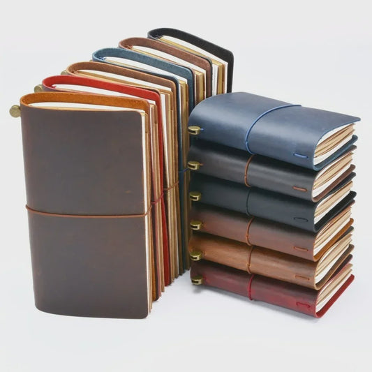 Moterm Vintage Leren Notitieboek - Handgemaakt, 100% Echt Leer, Hersluitbaar