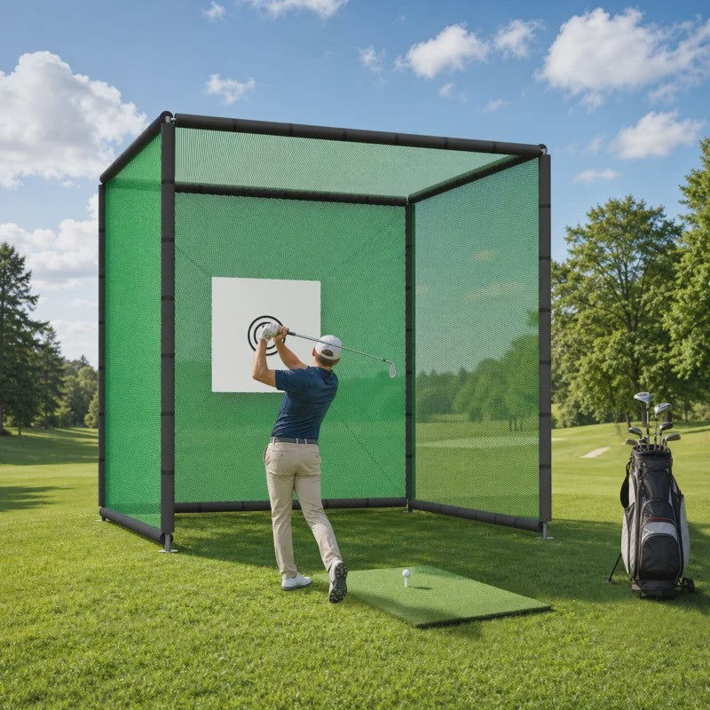 Golf Oefennet 300x300x300 cm met Mat, Balstand en Stalen Frame
