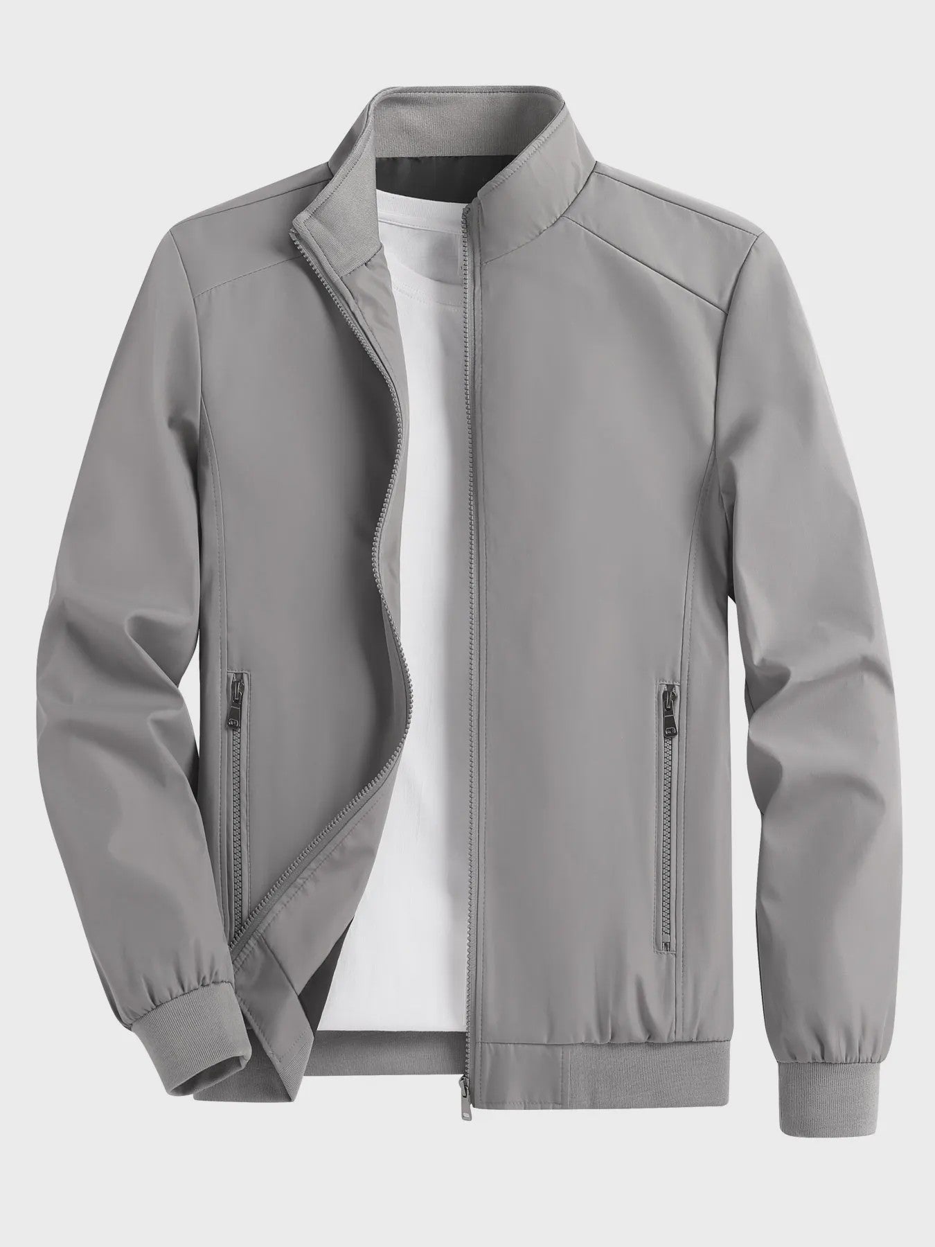 Heren Casual Bomberjack Lente/Herfst - Dunne, Effen Kleur Jas met Opstaande Kraag