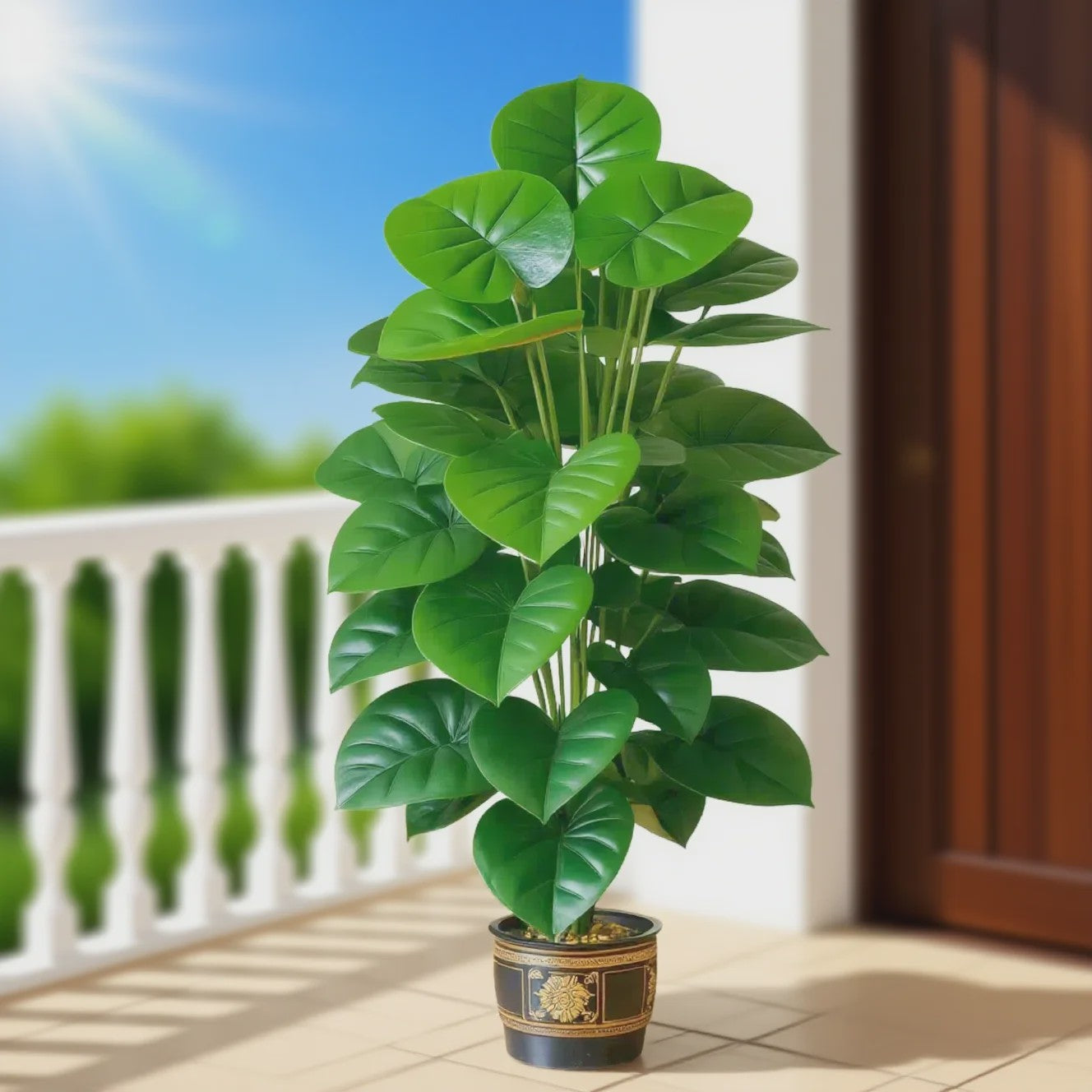 Grote Kunstplant Pothos met 24 Bladeren - 100cm Hoge Nep Groenplant