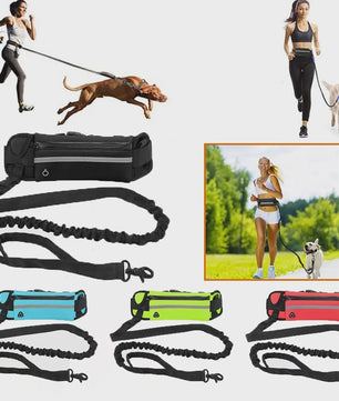 Handsfree Hondentuig met Heuptas - Reflecterend, Intrekbaar & Elastisch voor Lopen & Rennen