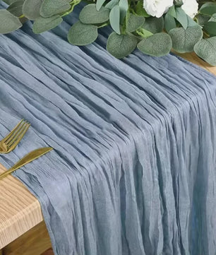 Stoffen Tafel Runner Boho Stijl - Dusty Blue - Chic Decoratie voor Feestdagen & Babyborrels