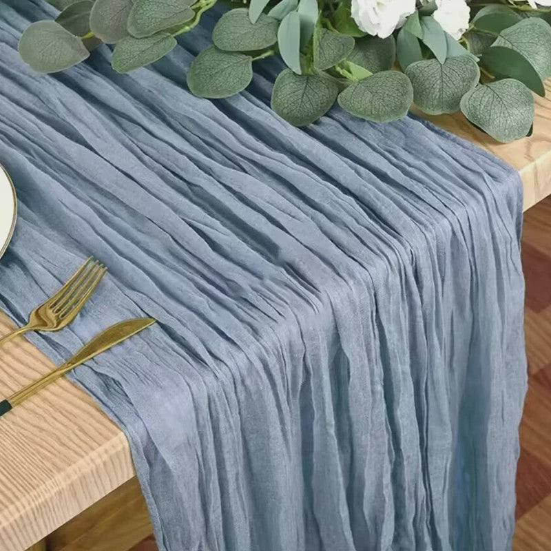Stoffen Tafel Runner Boho Stijl - Dusty Blue - Chic Decoratie voor Feestdagen & Babyborrels