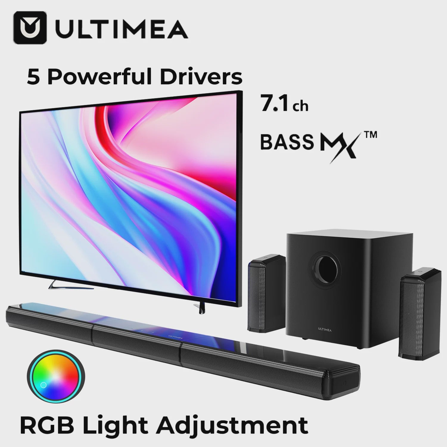 ULTIMEA Apollo S70 Ultra 7.1ch Soundbar met Draadloze Subwoofer & Surround Speakers - 410W Home Theater