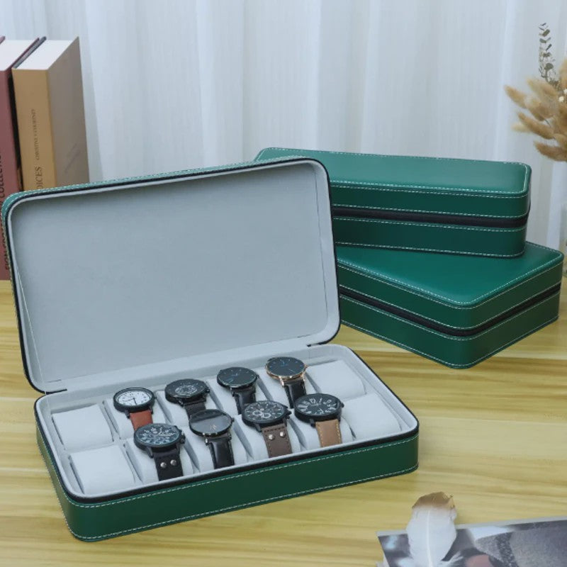Stijlvolle Draagbare Horloge Opbergdoos met Rits - Keuze uit 6, 10 of 12 Vakken