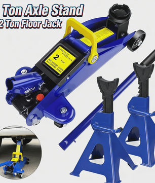 Robuuste Autokrik Set: 2 Ton Hydraulische Trolleykrik met 3 Ton Assenbokken voor Garage & Werkplaats