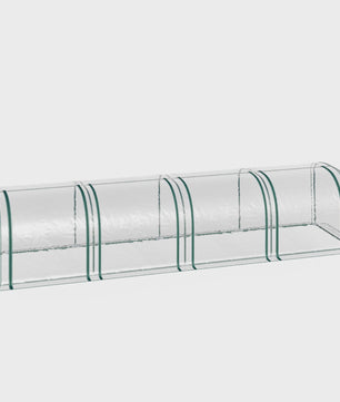 Outsunny Mini Tunnel Kas met Staalframe, UV-bescherming en 4 Roldeuren - 3.95m Lengte