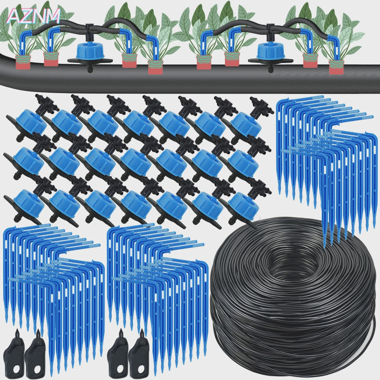 AZNM Druppelsysteem Kit 10-100M - Automatische Watergift voor Planten & Kas