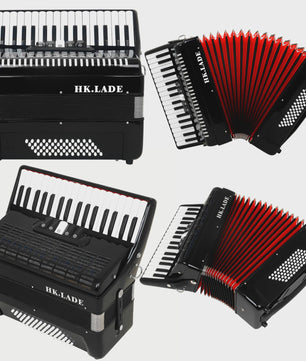 HK LADE Professionele Bayan Accordeon - Zwart, 34 Toetsen, 60/72 Bass, 5 Stemmig