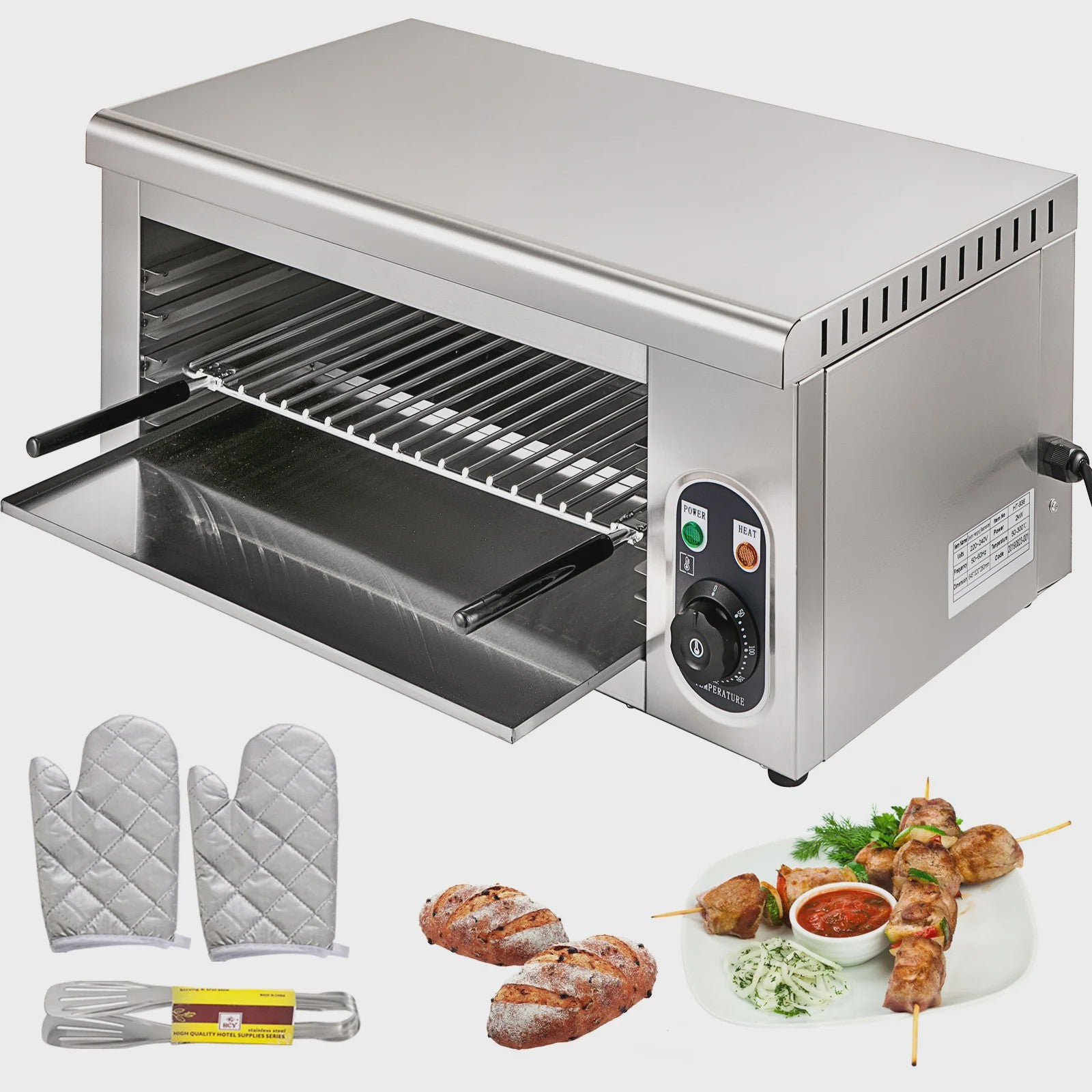 Elektrische Salamander Broiler - RVS - Verstelbaar Rooster - Professionele Keukenapparatuur