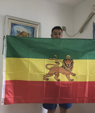 Ethiopië Vlag 90x150cm met Leeuw van Juda - Hoge Kwaliteit Polyester