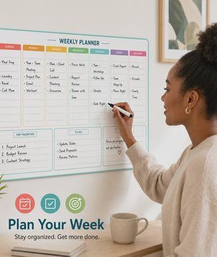 Weekplanner 30x40 cm Kleurgecodeerd met Marker - Ideaal voor Koelkast & Kantoor