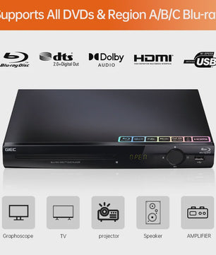 GIEC G2805 Blu-ray Speler - 1080P HD, Dolby/DTS, USB & Hard Drive Playback