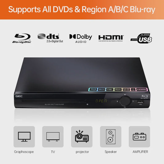 GIEC G2805 Blu-ray Speler - 1080P HD, Dolby/DTS, USB & Hard Drive Playback
