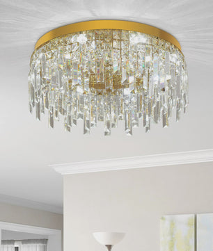 Luxe Gouden Kristallen Plafondlamp 50cm - Sfeervolle Verlichting voor Woonkamer & Keuken