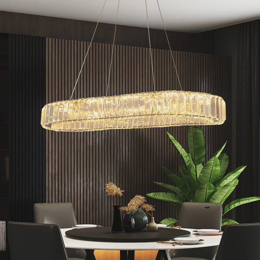 Luxe Kristallen Ovalen LED Plafondlamp / Hanglamp - Modern Design voor Woonkamer & Slaapkamer
