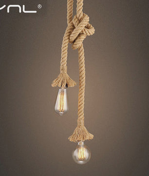 Vintage Hennep Touw Hanglamp - Retro Industriële Plafondlamp met E27 Fitting