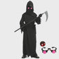 Kinder Halloween Kostuum Grim Reaper met Rode Oogjes en Zeis - Eng Duivel Spook Verkleedset