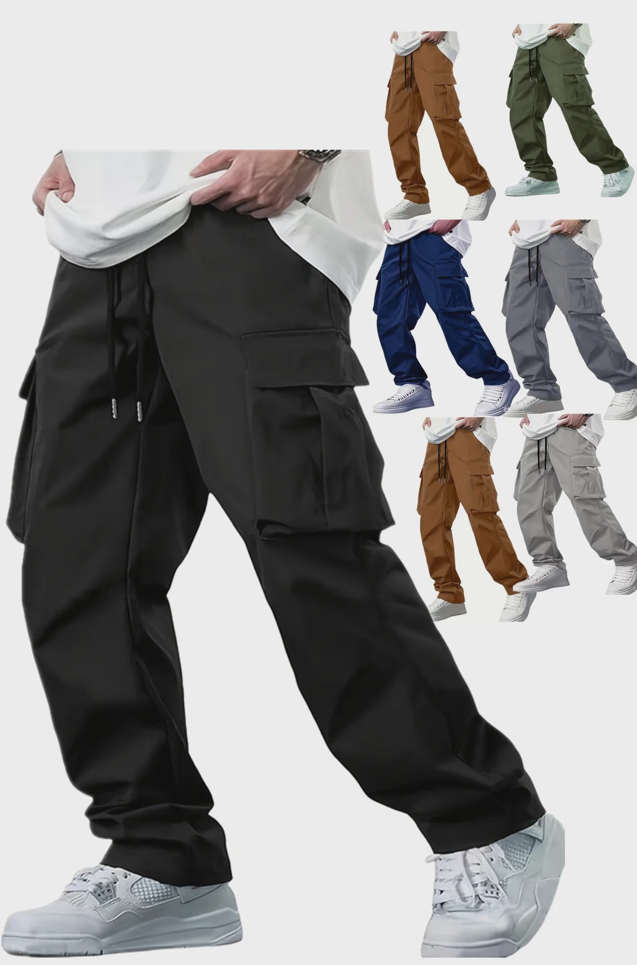 Herfst/Winter Heren Cargo Broek met Multi-Pocket en Tailleband