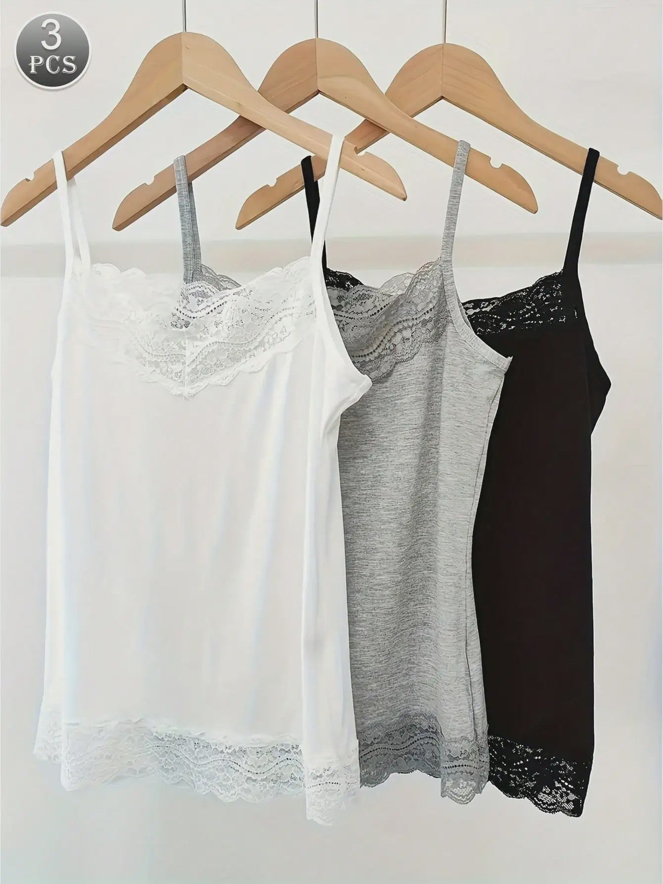 3-Pack Dames Camisole Topjes met Kant - Veelzijdig, Comfortabel en Zomers