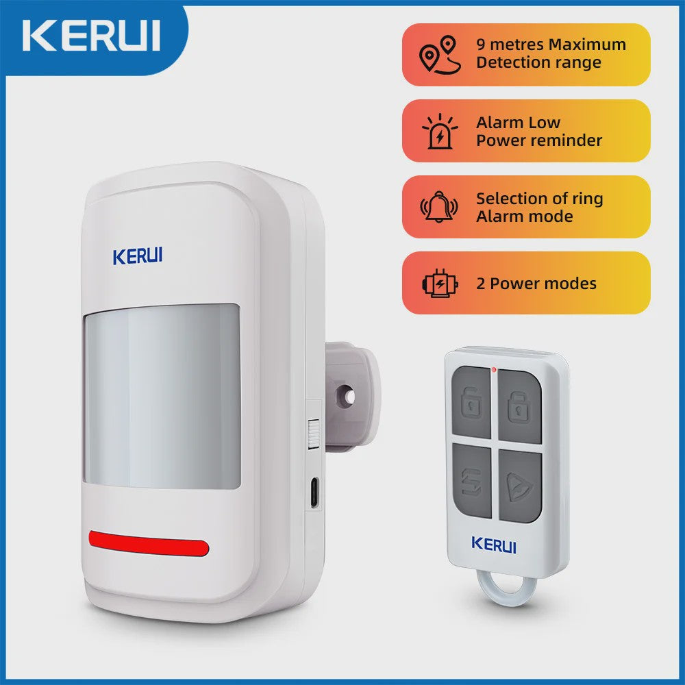 KERUI HW19 PIR Bewegingsmelder met Alarm Geluid, Deurbel Functie & SOS Knop