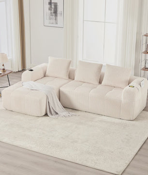 Moderne Modulaire Bank met Bekerhouder en Zijvak - Compact & Comfortabel