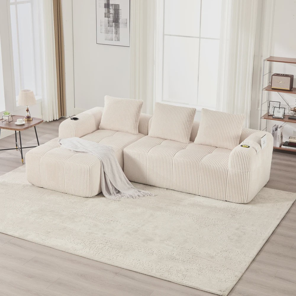 Moderne Modulaire Bank met Bekerhouder en Zijvak - Compact & Comfortabel