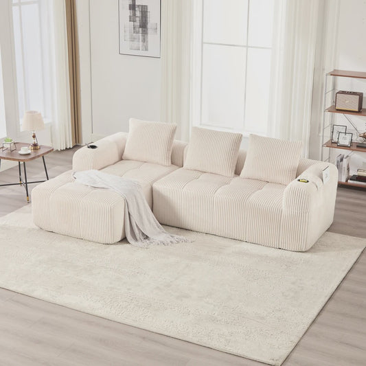 Moderne Modulaire Bank met Bekerhouder en Zijvak - Compact & Comfortabel