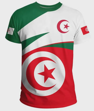 Heren T-shirt met Algerijnse Vlag 3D Graphic - Perfect voor Voetbalfans en Sportieve Gelegenheden