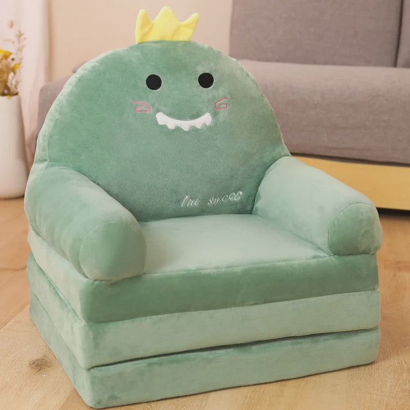 Opvouwbare Kinderfauteuil 2-in-1 | Pluche Cartoon Stoel voor Kinderkamer