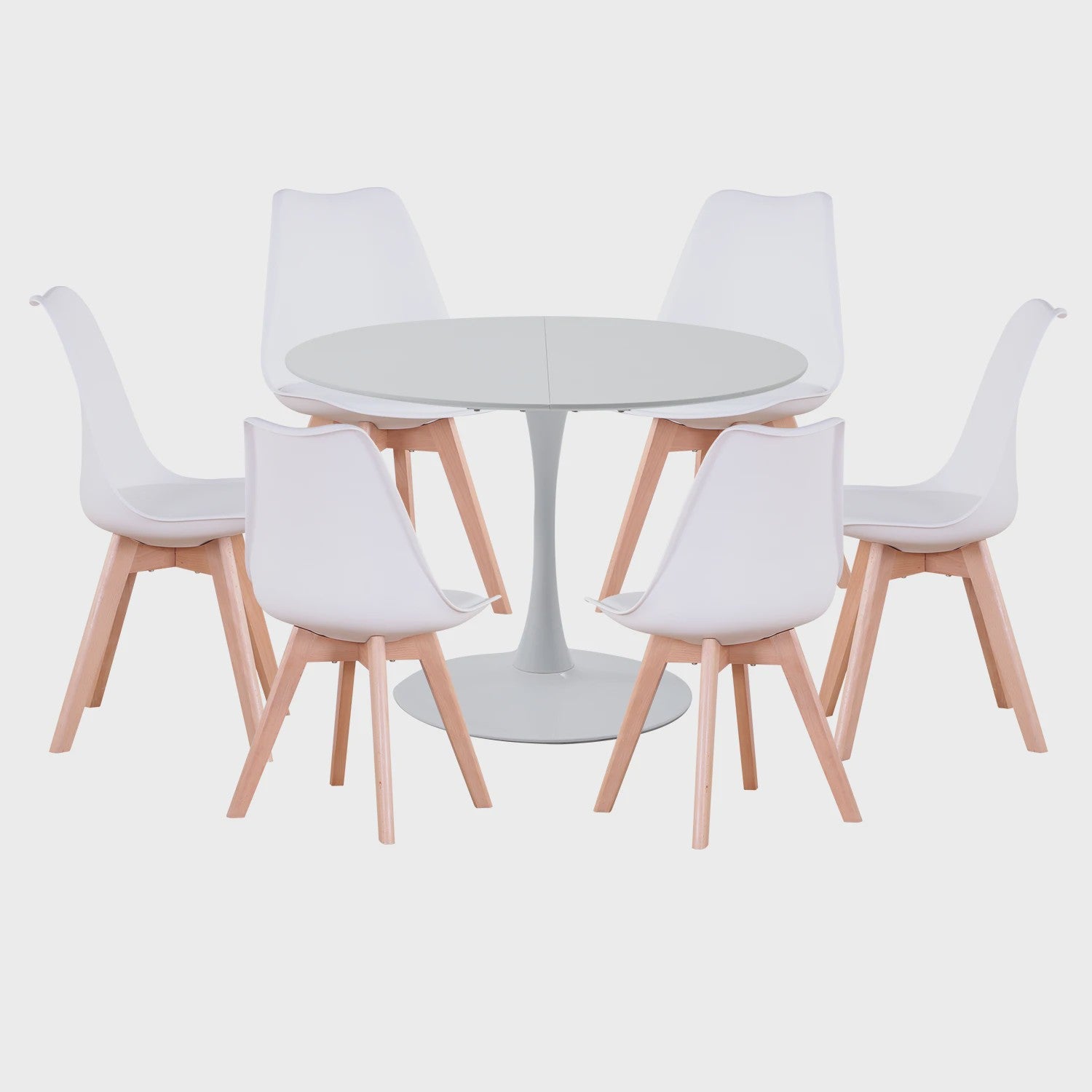Nordic Ronde Eetkamertafel met 6 Stoelen - Stijlvol en Comfortabel