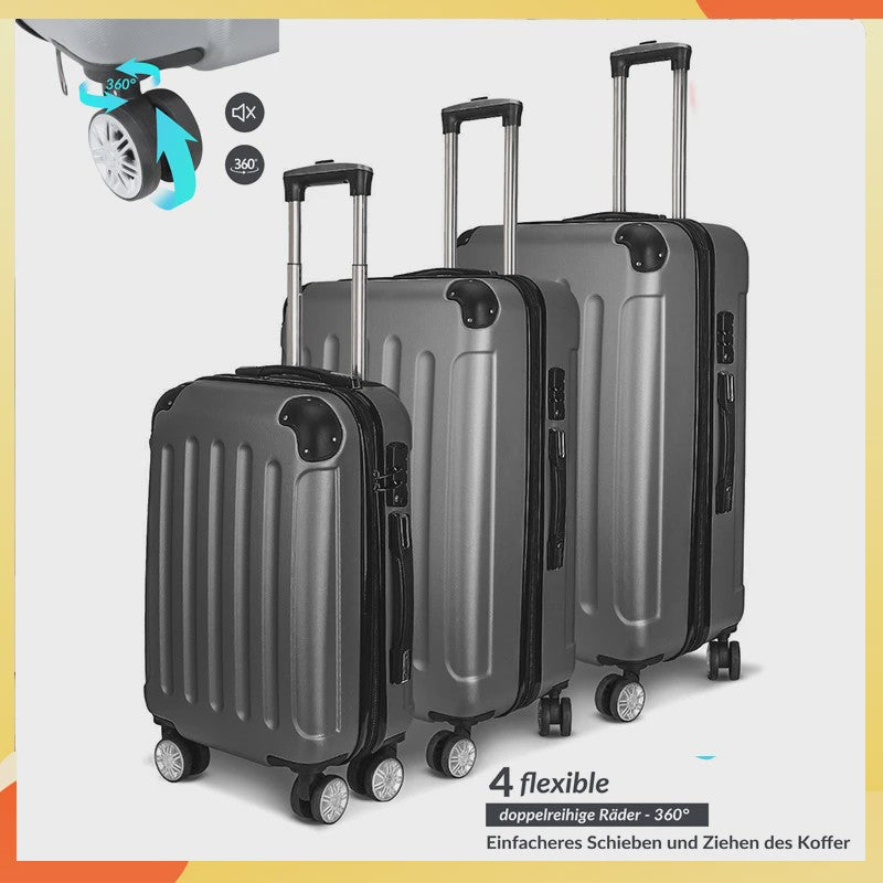 3-delige Trolley Koffer Set Donkergrijs - Lichtgewicht ABS, TSA Slot & 360° Dubbele Wielen