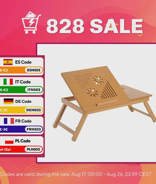 Bamboe Laptoptafel Bedtafel met Verstelbare Hoogte en Kantelbaar Bureau
