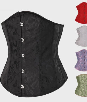 Bloemenprint Underbust Corset met Push-Up Effect - Sexy Gothic Stijl