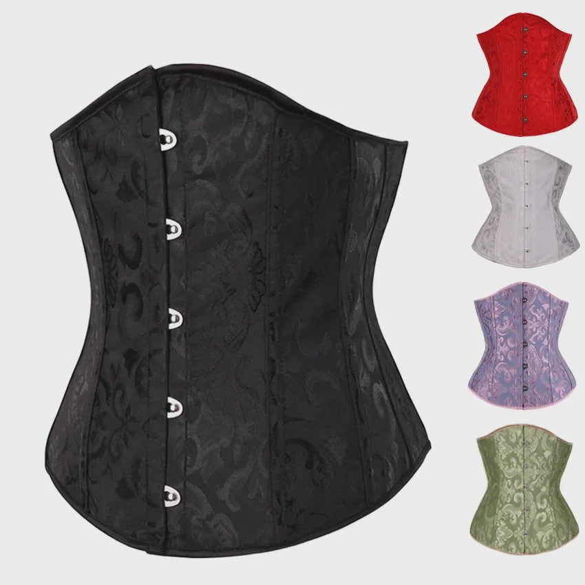 Bloemenprint Underbust Corset met Push-Up Effect - Sexy Gothic Stijl
