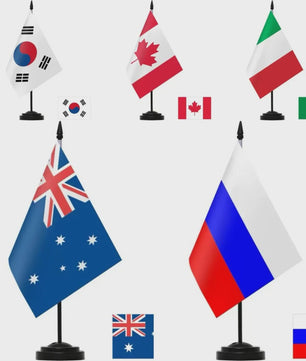 Bureauvlag Set: Australië, Canada, Italië, Zuid-Korea & Rusland - 14x21cm
