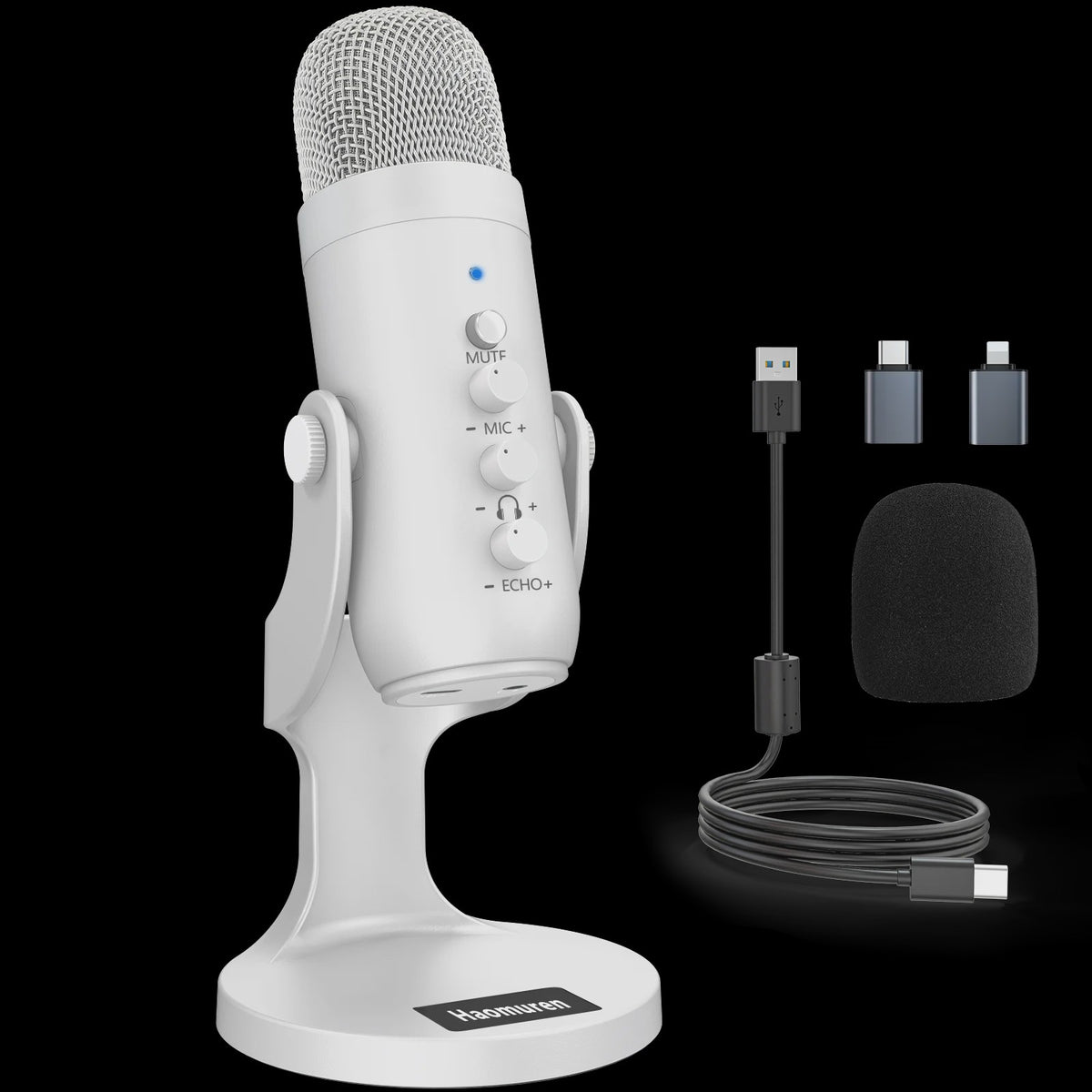 Professionele Witte USB Condensator Microfoon voor Studio, Gaming, Streaming & Podcasts