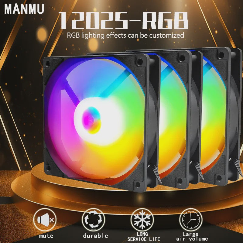 Manmu 120mm Rainbow RGB PC Ventilator - Hoge Koelprestaties voor Gaming PC's