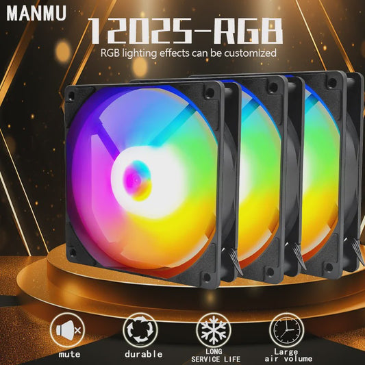 Manmu 120mm Rainbow RGB PC Ventilator - Hoge Koelprestaties voor Gaming PC's