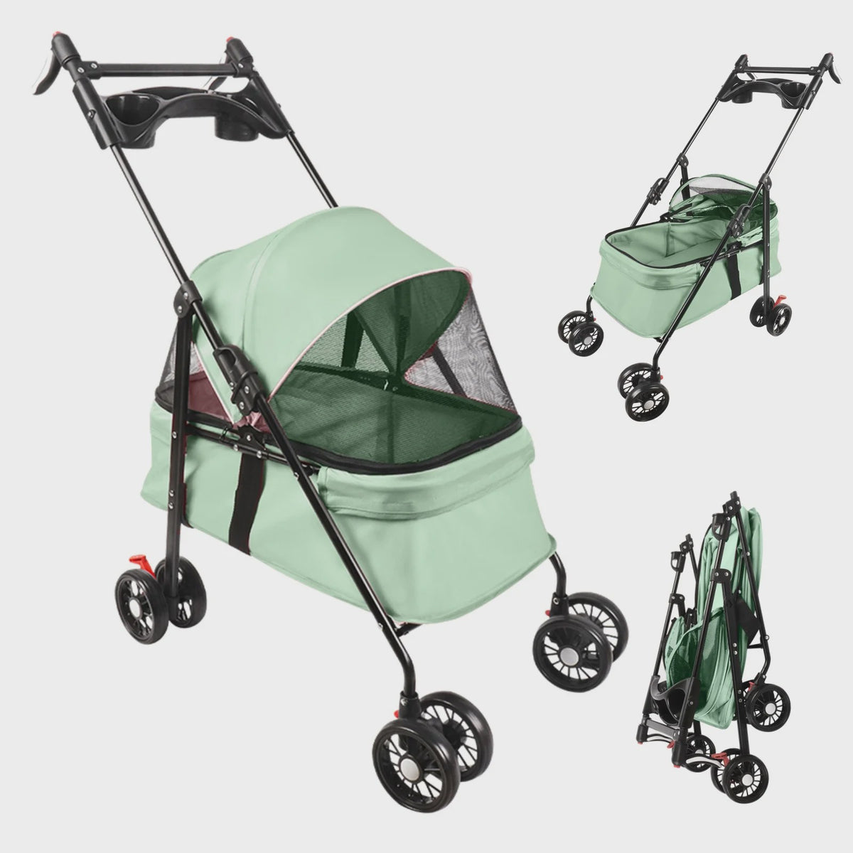 2-in-1 Honden- en Kattenbuggy met Afneembare Reiswieg - Tot 10 kg