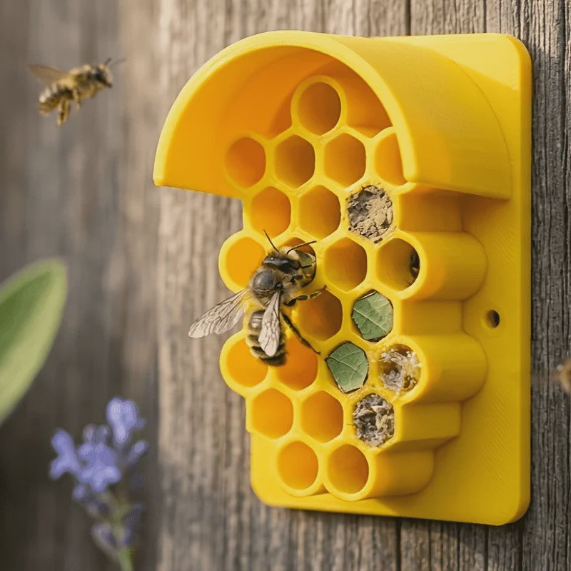 Geel Insectenhotel voor Nuttige Insecten - Kleine Bijenwoning voor Tuin & Buiten