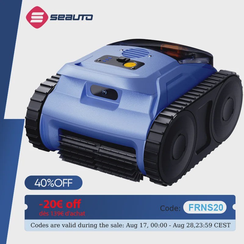 Seauto SAT20pro Robot Zwembadstofzuiger - 150 Min, 2000m², 45.000Pa Zuigkracht, Wandklimmend