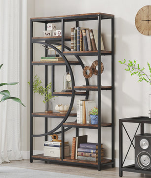 Industriële Boekenkast 180cm Hoog - 5 Laags Etagère Boekenkast met Uniek Design